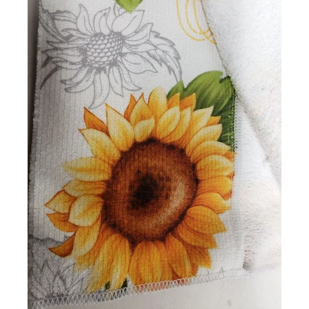 3 pc KITCHEN SET:1POT HOLDER,1OVEN MITT,1MICROFIBER TOWEL,SUNFLOWERS & BIRD,K&Co